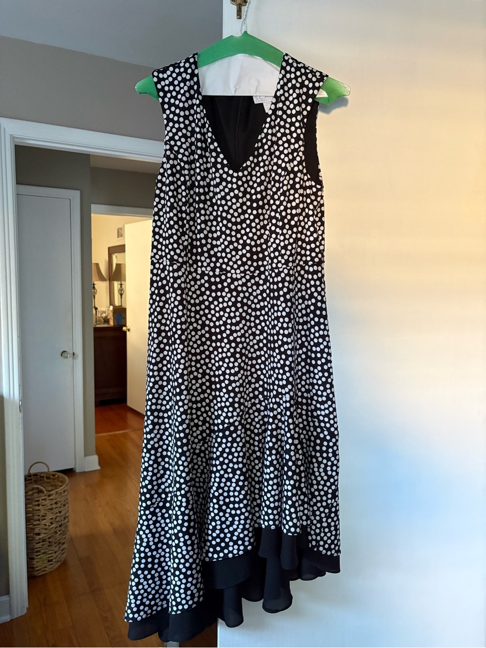 Classic Black and White Polka Dot Sleeveless Dress